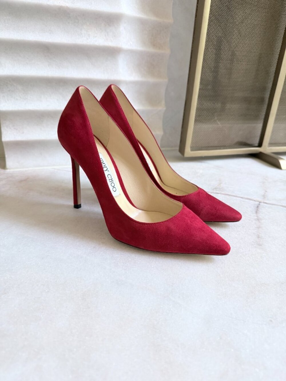 Jimmy Choo Romy 100 Red Suede Pumps - Picture 14 of 14